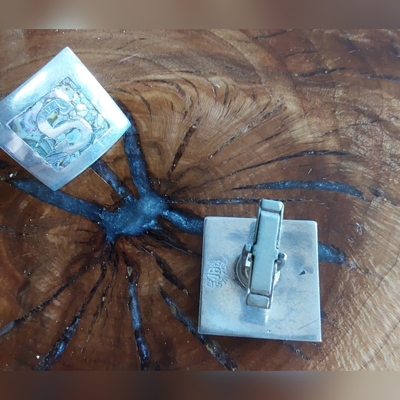 VINTAGE MONOGRAM S MOSAIC 925 CUFFLINKS - Picture 2 of 3